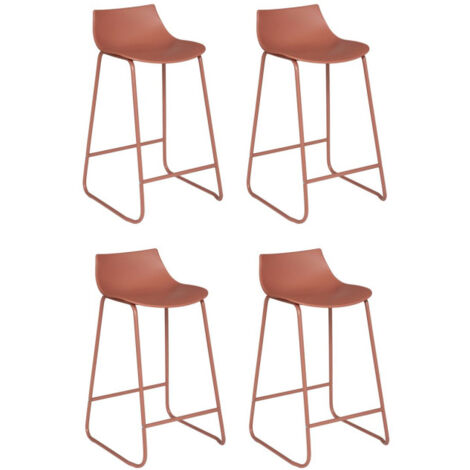 Atmosphera – Lot de 4 tabourets de bar 82cm – Assise en polypropylène – Repose-pieds intégré – Couleur terracotta – Montage facile (1/5)