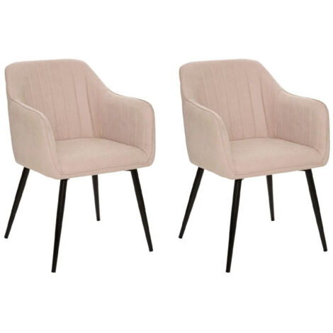 Atmosphera – Lot de 2 chaises fauteuils 'Visoca' 83cm – Assise confortable H. 51cm – Tissu et fer – Couleur beige – Montage facile