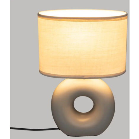 Lampe à Poser Ronde "Baru" 25cm Gris Clair Mat