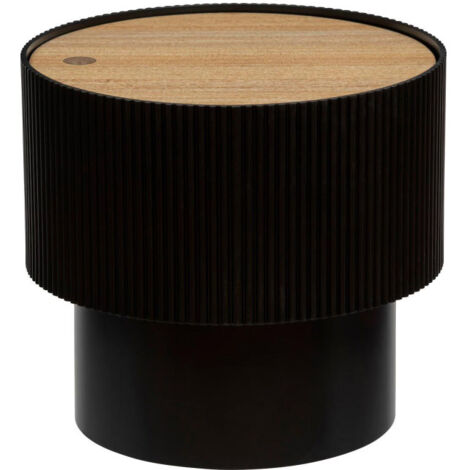 Atmosphera – Table d'appoint ronde avec coffre intégré – MDF noir – Dimensions D. 38,5 x H. 35 cm – Idéale pour espaces contemporains (1/4)