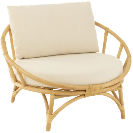 Fauteuil Rond Rotin & Coussin "Howard" 98cm Naturel (1/5)