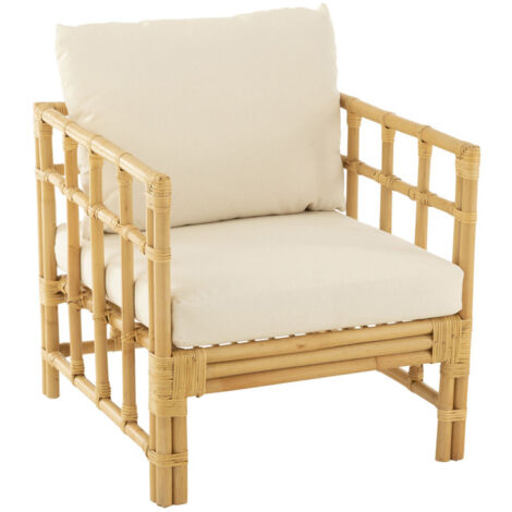 Fauteuil en Rotin & Coussin "Elise" 73cm Naturel (1/5)