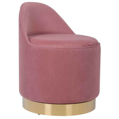 Tabouret Pivotant en Velours "Viktor" 68cm Rose (1/5)
