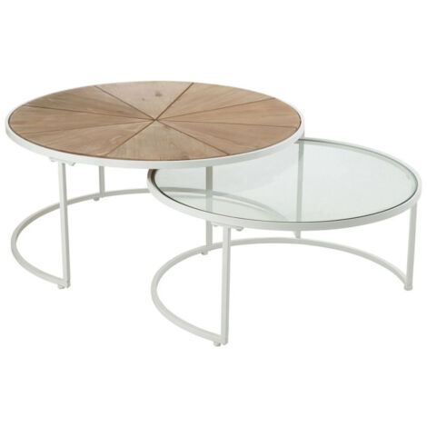 Lot de 2 Tables Basses Design "Lounge" 91cm Blanc (1/5)