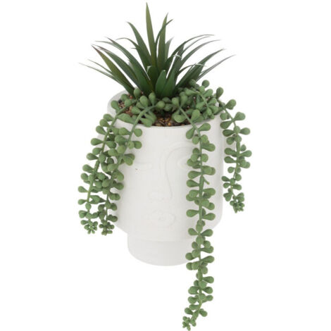 Plante Artificielle en Pot "Visage" 25cm Blanc (1/2)