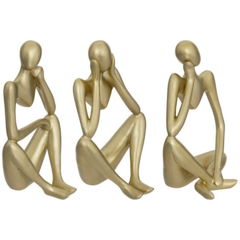 Lot de 3 Statuettes Déco Femme "Le Collectionneur" 17cm Or (1/5)