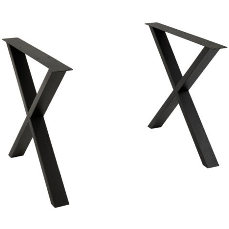 Pieds de Table en Métal Croix "Brant" 72cm Noir (1/5)