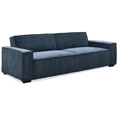 Canapé Convertible 3 Places Velours "Dudley" 230cm Bleu (1/5)