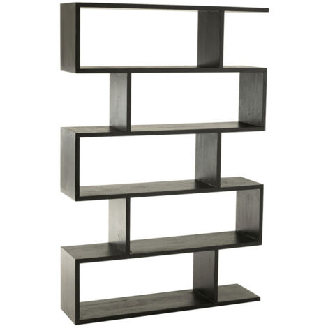Bibliothèque en Bois "Lattes Verticales" 180cm Noir (1/5)