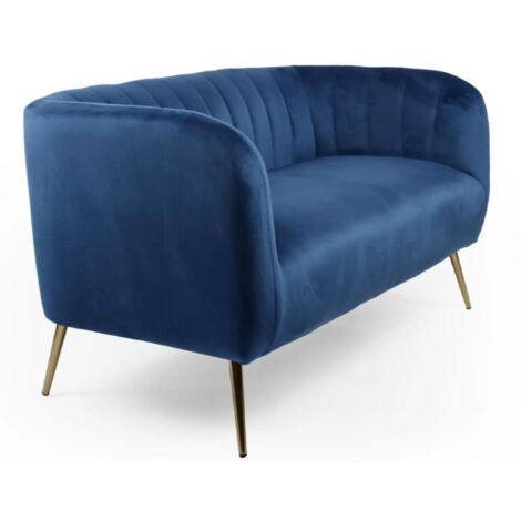 Canapé 2 Places en Velours "Reuben" 128cm Bleu (1/5)