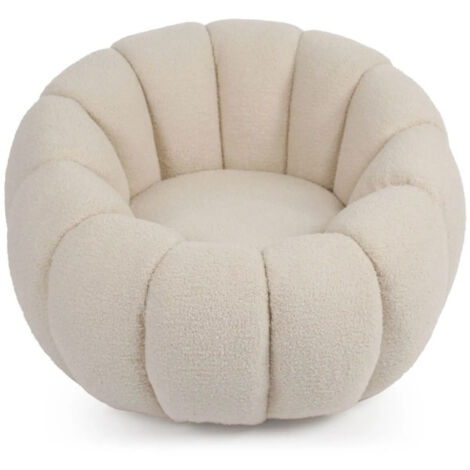 Fauteuil Coquillage Bouclette "Galen" 92cm Beige