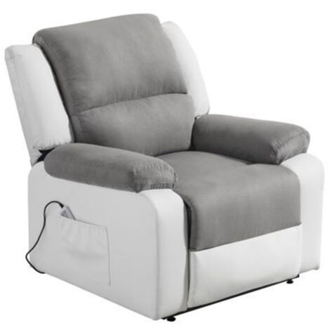 Fauteuil de Relaxation Électrique "Ottawa" 98cm Gris & Blanc (1/5)