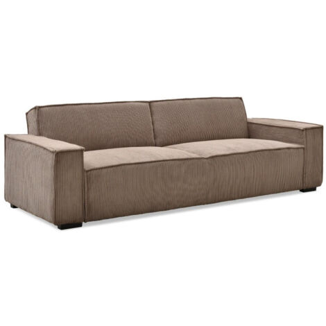 Canapé Convertible 3 Places Velours "Dudley" 230cm Taupe (1/5)