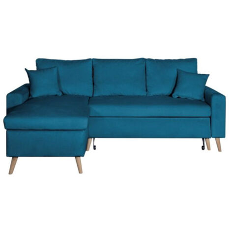 Canapé d'Angle Réversible Convertible "Koli II" 227cm Bleu Pétrole (1/5)