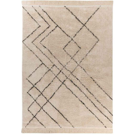 Tapis Tufté à la Main Ethnique "Mylen VI" Beige & Noir 120 x 170 cm (1/5)