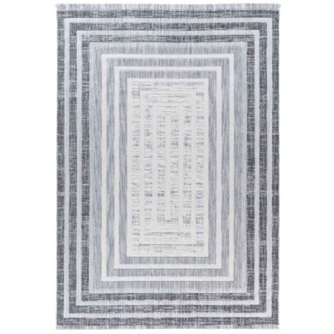 Tapis Tissé Géométrique "Sarai" Gris 80 x 150 cm (1/5)