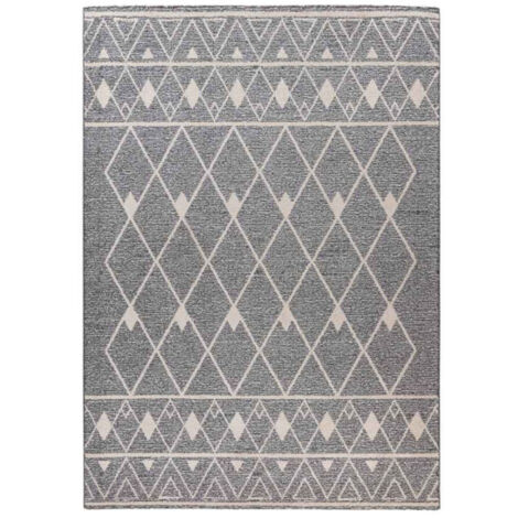 Tapis Tissé Géométrique "Rhombus" Gris & Beige 160 x 230 cm (1/5)