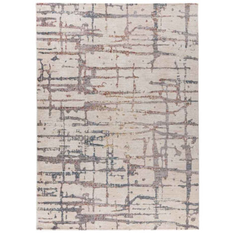 Tapis Tissé Imprimé Abstrait "Jaka" Crème 80 x 150 cm (1/5)