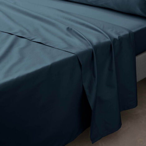 Drap Plat "Percaline" 180x290cm Bleu Nuit (1/5)