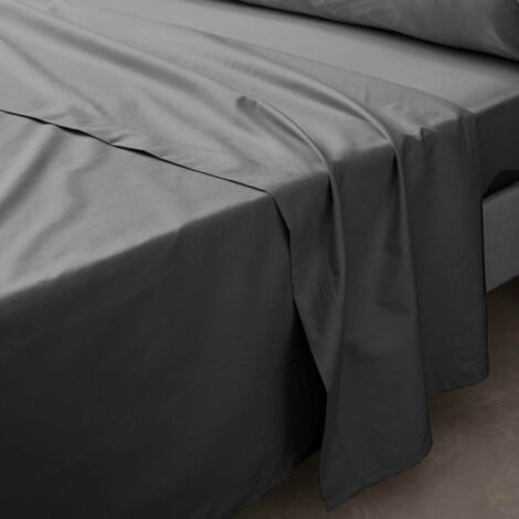 Drap Plat "Percaline" 180x290cm Gris Acier (1/5)