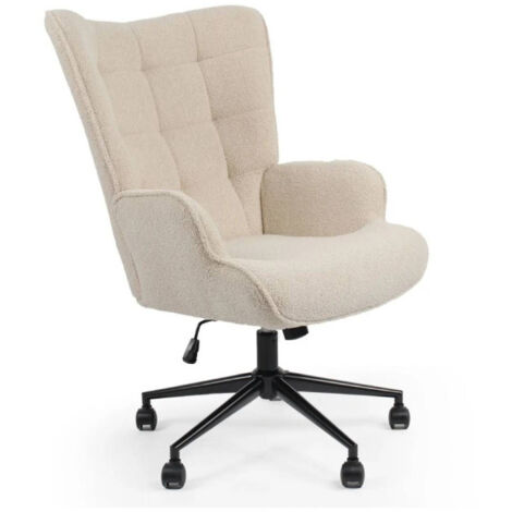 Fauteuil de Bureau Tissu Bouclette "Verner" 96cm Beige (1/5)