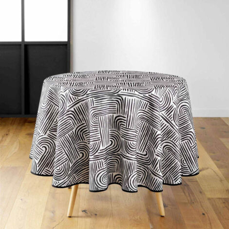 Nappe Ronde Imprimé "Pandore" 180cm Noir (1/3)