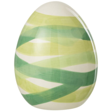 Œuf Déco en Dolomite "Lignes" 18cm Vert (1/2)