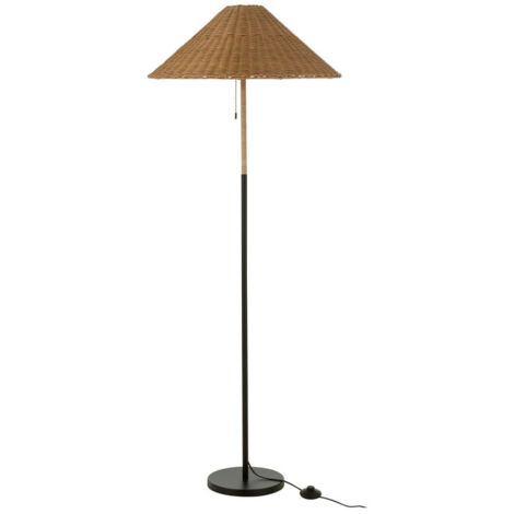Lampadaire en Rotin "Preston" 154cm Naturel & Noir (1/5)