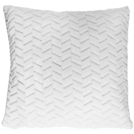 Coussin Déco Chevron "Crush" 40x40cm Blanc (1/4)