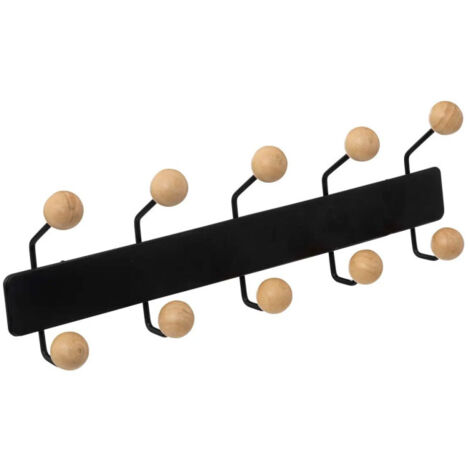 Patère Murale en Bois "10 Boules" 44cm Noir