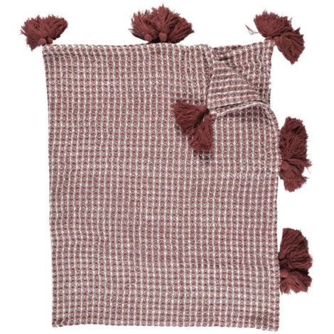 Plaid Nid d'Abeille "Gaufré" 125x150cm Rouge & Blanc (1/3)