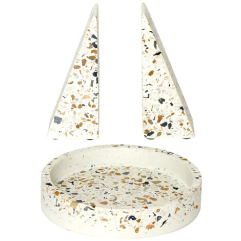 Vide-Poche & Serre-Livres "Terrazzo" 14cm Blanc (1/4)