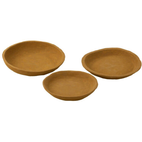 Lot de 3 Coupelles Déco "Papier Mâché" 40cm Jaune (1/3)