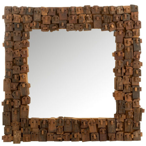 Miroir Mural en Bois "Syma" 90cm Marron (1/4)