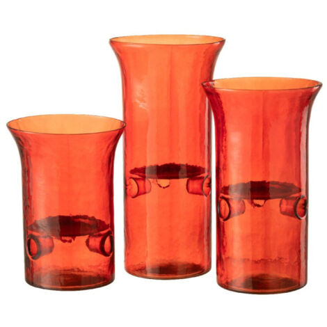 Lot de 3 Photophores en Verre "Mexican" 30cm Rouge (1/5)
