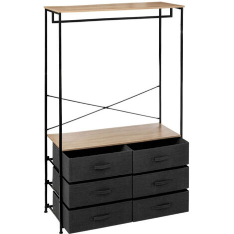 Five Simply Smart – Dressing penderie 6 tiroirs 167cm – Structure acier – Plateau MDF – Tiroirs polypropylène – Couleur gris foncé (1/2)