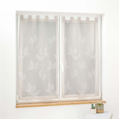 Paire de Voilages Brodés "Berry" 60x90cm Taupe (1/3)