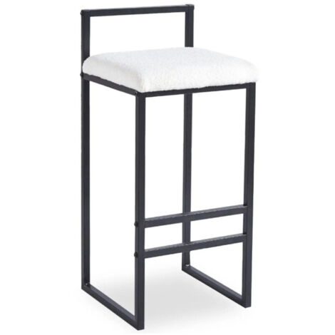 Tabouret de Bar Bouclette "Dakota" 80cm Crème & Noir (1/5)