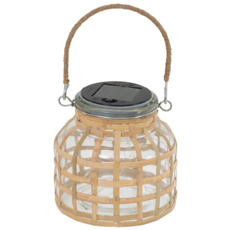 Lanterne Solaire en Verre "Niky" 12cm Naturel (1/3)