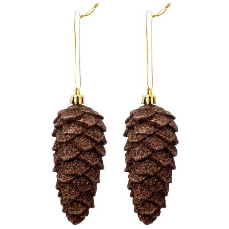 Paris Prix - Lot De 2 Sujets De Noël pommes De Pin 12cm Marron (1/3)