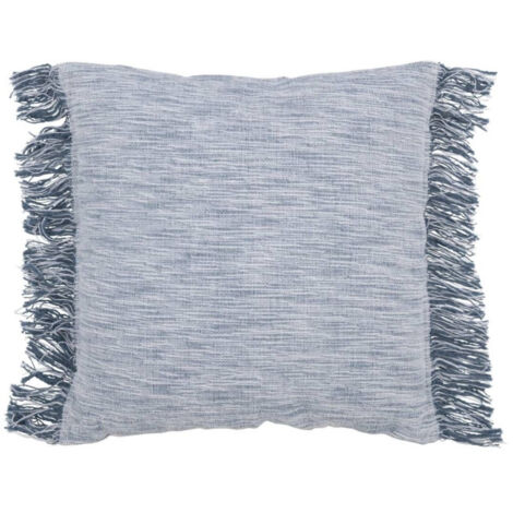 Coussin avec Franges "Santorin" 45x45cm Blanc & Bleu (1/5)