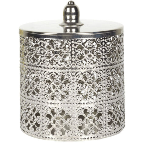 Boîte Déco en Métal "Ajourée" 14cm Argent (1/3)