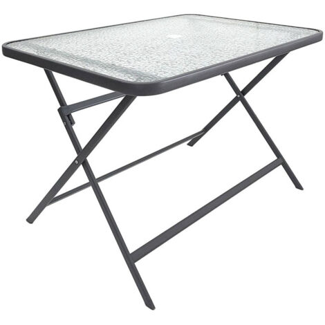 Table de Jardin en Verre "Formentera" 110cm Gris (1/5)