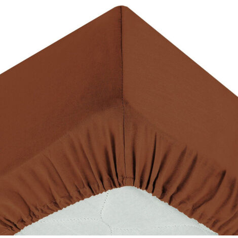 Atmosphera – Drap housse 90x190cm en coton terracotta – Hauteur de bonnet 30cm – 57 fils/cm² pour confort quotidien (1/2)