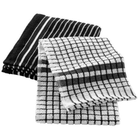 Lot de 2 Torchons Éponge "Classico" 50x70cm Noir (1/4)