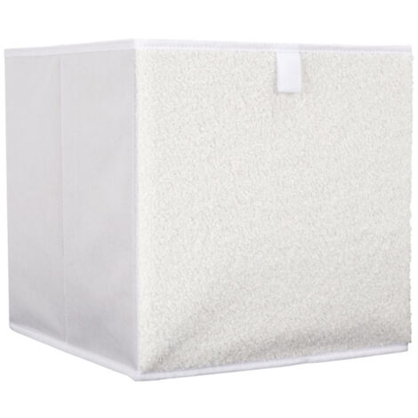 Boîte de Rangement Pliable "Bouclette" 30x30cm Beige (1/4)
