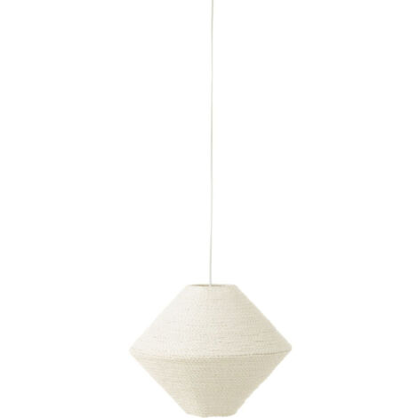 Lampe Suspension en Raphia "Soucoupe" 40cm Blanc (1/5)