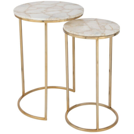 Lot de 2 Tables d'Appoint Gigognes "Pierre" 61cm Blanc (1/5)