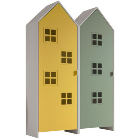 Pack - 2 Armoires Enfant "Casami Bruges" 171cm Jaune & Vert (1/3)