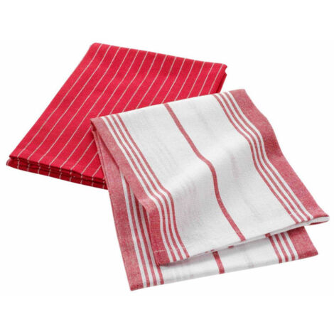 Lot de 2 Torchons "Suzette" 50x70cm Rouge (1/3)